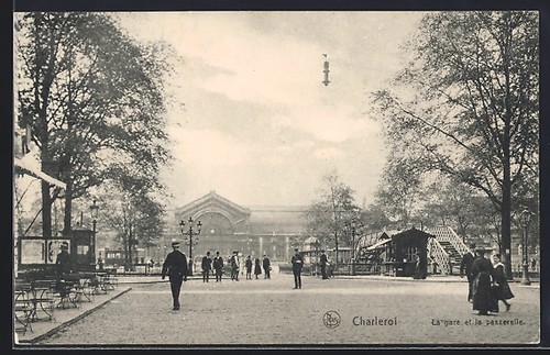 Cpa charleroi gare et la - la,