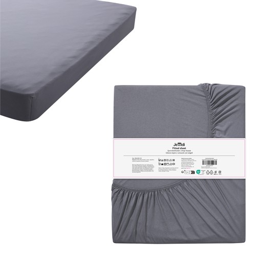 Drap housse 180x200 coton gris - housse,