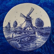 Vintage DELFT Blauw 5" PLATE Windmill Scene Hand Painted HOLLAND 