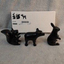 Ikea Allund 3-Piece Set of Black Metal Animal Figures Squirrel, Bear & Rabbit