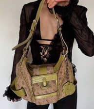 Vintage Guess Beige & Green Faux Python Leather Y2K Purse Handbag 2000s