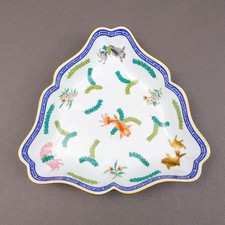 Herend Hungary 24K Gold Gilt Poisson Koi  Fish Porcelain Triangle Dish  2191/PO