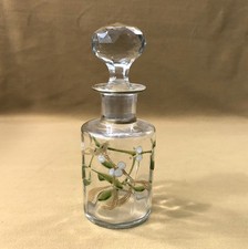 ART NOUVEAU enamelled glass perfume bottle LEGRAS decorated with mistletoe SAINT DENIS