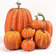7X Décoration De Citrouilles Orange Décoration Halloween De Tailles Variées