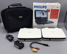 Philips 7” Portable DVD Players (2 Players), 1 Charger, Bag, Box