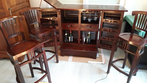 Meuble bar bois mahogany - meuble, en
