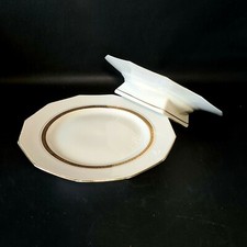  🌹 2 assiettes montées, plats gateaux en porcelaine L.J & CIE FRANCE blanche, f