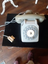 Ancien téléphone fixe à cadran rotatif gris modèle S63 années 1960/ 70
