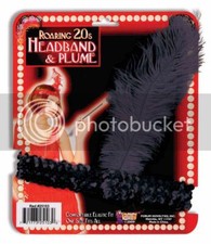 Femmes Adulte Rugissant 20s Charleston Noir Bandeau Sequin & Plume Déguisement