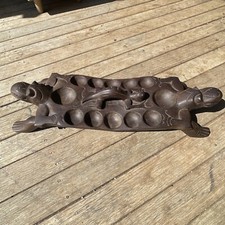African Awale Baoulé Antique Art Turtle Two Heads with Lizard on Back