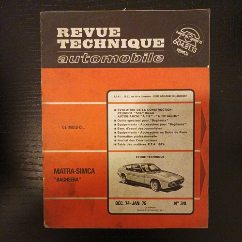 Revue technique matra - revue, simca
