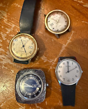 Vintage Lot 1970's Timex Eau Résistant Viscount Bullseye Bleu Watch W/Fenêtre