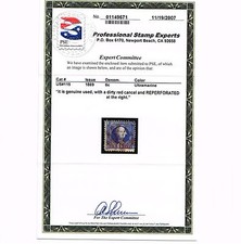 GENUINE SCOTT #115 USED 1869 RED CANCEL CLEAR G-GRILL PSE CERT SCV $350
