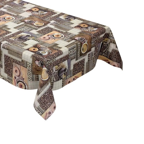 Nappe toile cirée café - cirée,