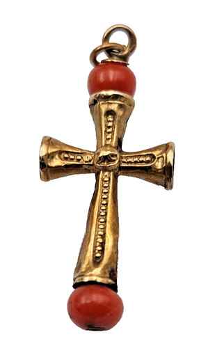 Ancien pendentif croix et - or,