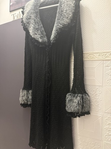 Cardigan femme long noir 100%