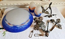 ART DECO SUSPENSION AVEC TULIPES EN VERRE SIGNE GV CROISMARE MULLER A RESTAURER