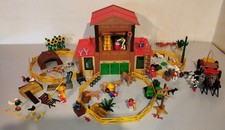 LOT PLAYMOBIL GROSSE FERME WESTERN VINTAGE- ANIMAUX- CHARRIOT- ACCESSOIRES