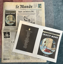 TINTIN OBJECTIF MONDE Savard d'après Hergé Encart journal LE MONDE 28/01/99 TTBE