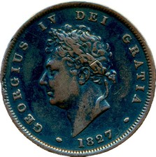 1827 Penny S3823 BMC 1430 Extremely rare GF