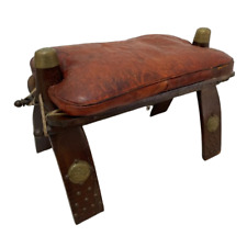 Wooden, Engraved Leather and Brass Camel Harness - North African Crafts »