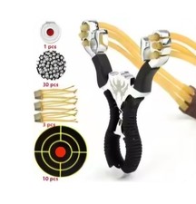 Lance pierre métal Fronde Slingshot + billes + cibles + élastiques