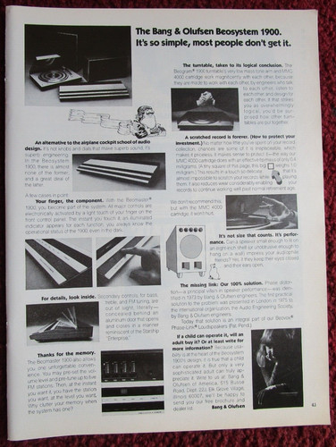 1977 bang olufsen home - bang,