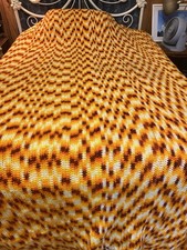 Vintage Fall Colors Large Crochet Couch Cover Or Bedspread 108” X 67” Great Aunt