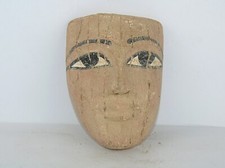 Rare ancien masque de momie égyptien ancien en bois du roi pharaon avant JC é...
