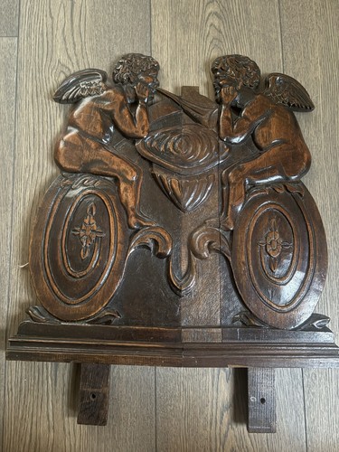 Grand fronton bois sculpte - fronton, en