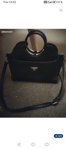 Prada sac main noir cuir - sac,