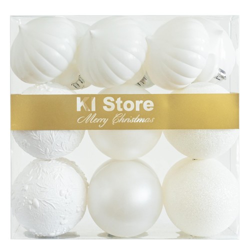 Boules noël 8cm blanche - 8cm,