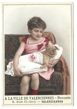 Girl Chien Couffin - Chromo A la Ville de Valencienne - Trade card