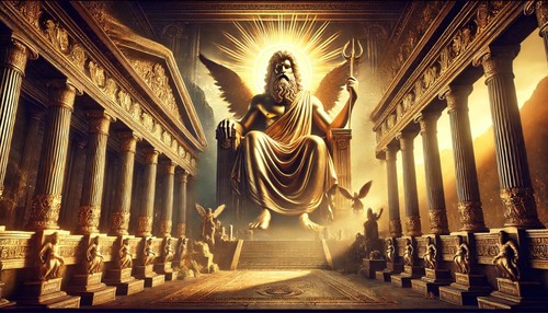 Plaque metal statue zeus - statue,