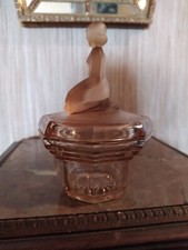 Sucrier en Verre Pressé Moulé Rose Années 40/50