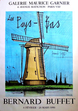 Buffet Bernard Lithograph Poster Signed 1986 Mourlot Netherlands Les Moulins Art