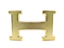 NEUF BOUCLE DE CEINTURE HERMES H GUILLOCHE 32MM EN METAL DORE GOLDEN BUCKLE BELT