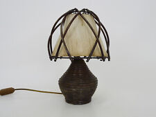 Louis Sognot style bedside lamp, rattan table lamp, bamboo. 1950s