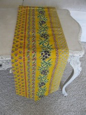YELLOW FRENCH COUNTRY REVERSIBLE TABLE RUNNER 78X12" Le CLUNY OLIVES &MIMOSAS