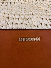 Gussaci Crossbody Handbag White Faux Leather Lined Large Shoulder Bag New