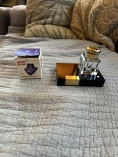 Vintage 1960's Montblanc Lead Crystal Hand Cut Inkwell and Black Base & Ink Box