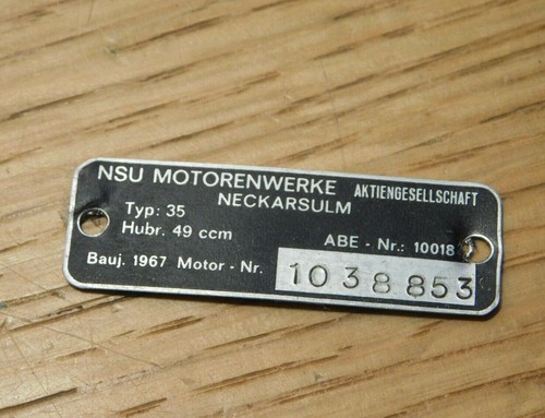 Vintage plaquette moto - vintage, nsu