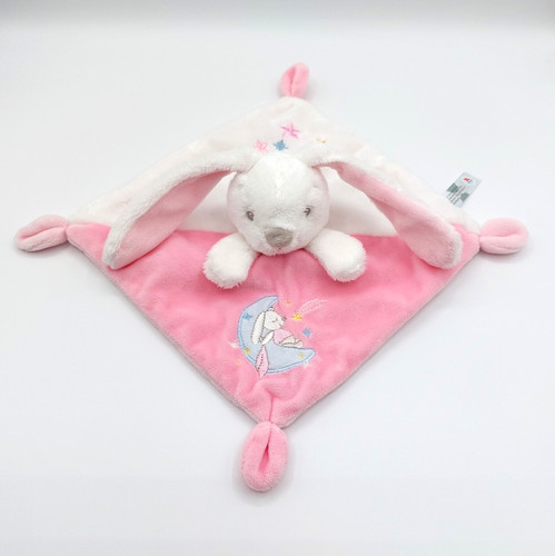 Doudou plat lapin blanc - , rose