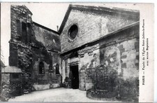 Old postcard Paris (75) facade of the Church of Saint Julien le Pauvre with old Baptistery