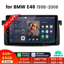 8Core 4+64GB Android 13 Carplay Stereo Radio GPS 4G For BMW 3-series E46 318 M3