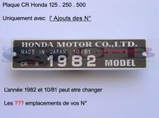 PLAQUE    CR  HONDA  ( vente