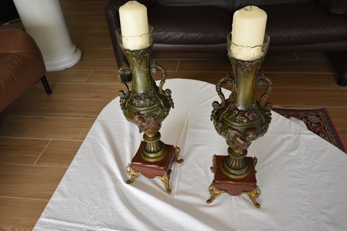 Paire bougeoirs marbre - de,