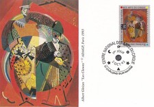 Postcard postcard 1st day stamp 1993 painting ALBERT GLEIZES LES CLOWNS