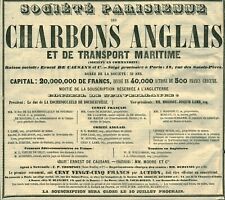 Old document Parisian Coal Society English 1856 from magazine