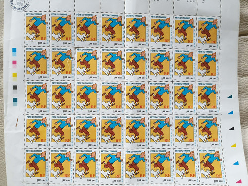 Tintin planche timbres - planche,